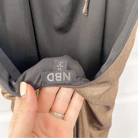 NEW NBD Bronze Metallix Maxi Dress Halter